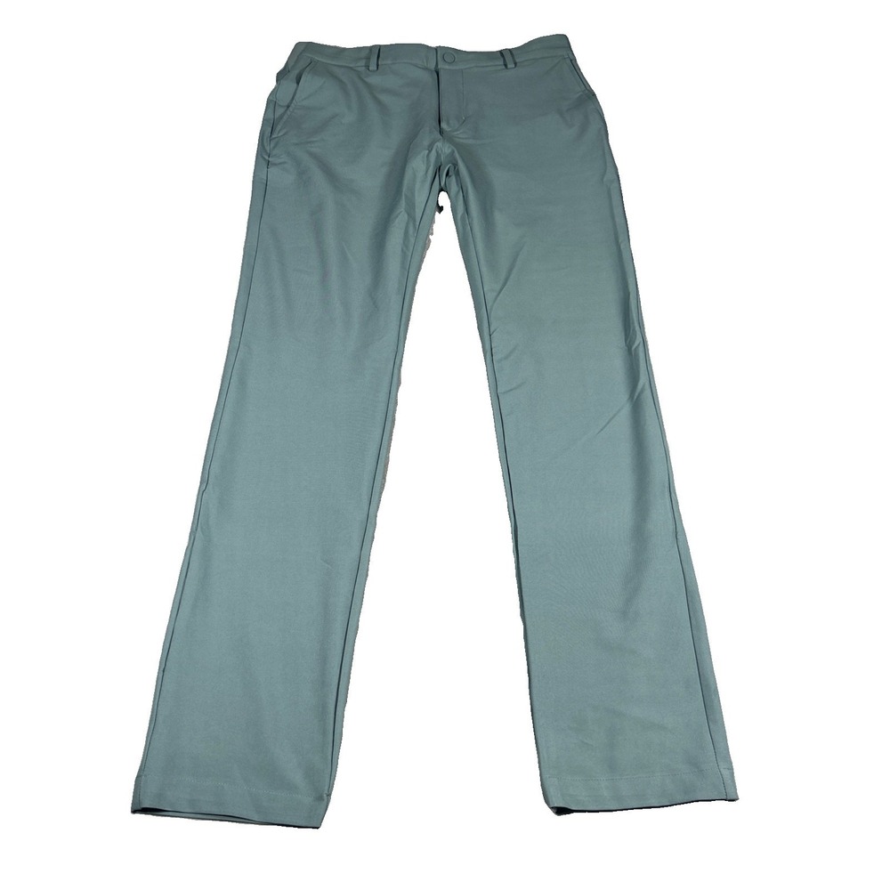 Greg Norman Mens 32x34 Gray Green Straight Leg Golf Pants Flat Front Mid Rise